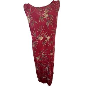 Vintage 1990s Burgundy Floral Midi Dress
