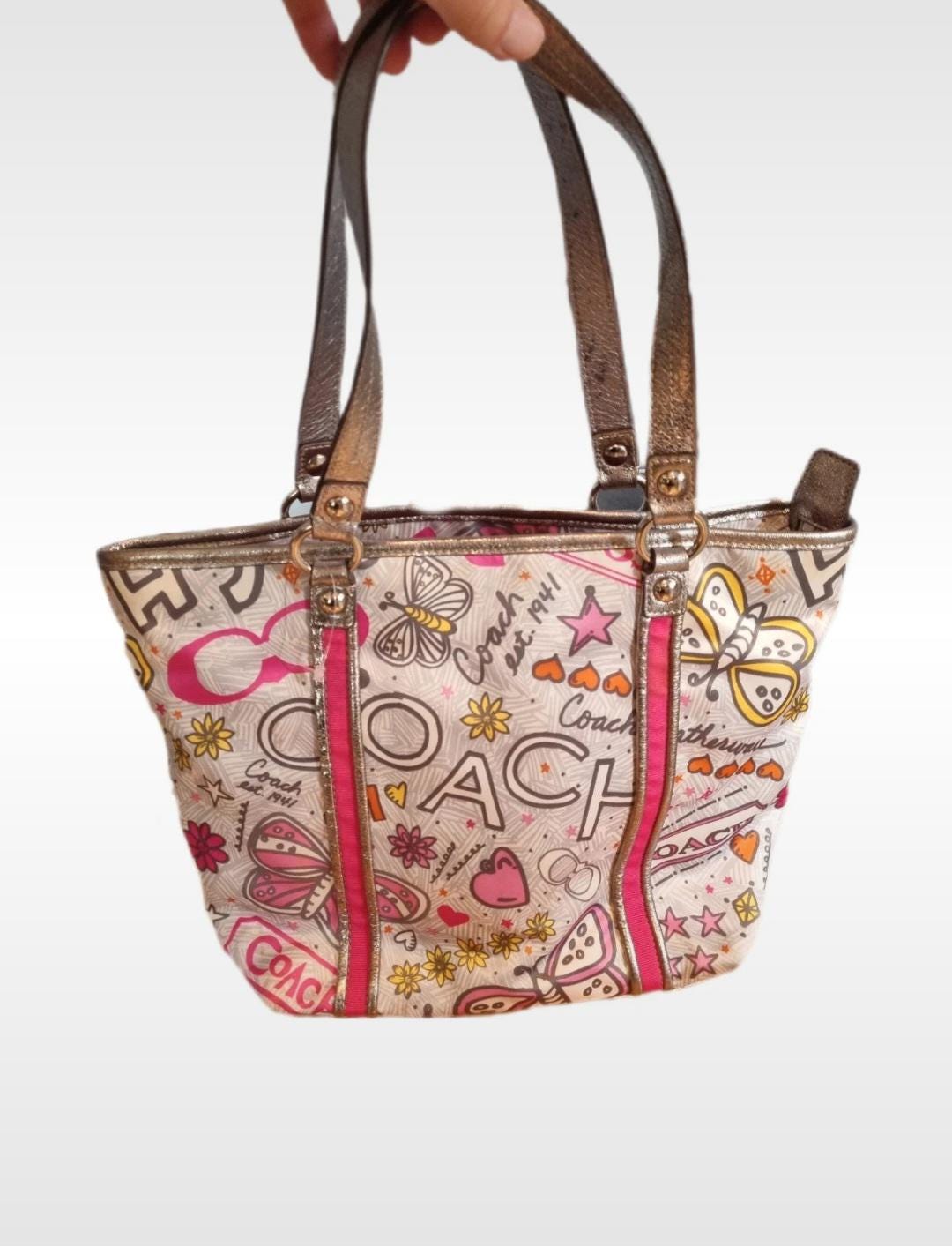 Authentic Y2k Vintage Coach Bandana Graffiti Butterfly Tote