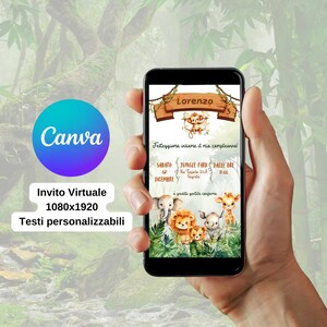 Invito Compleanno Giungla Bambini - Safari Jungle Birthday Party - Invito Digitale Personalizzabile - Printable PDF e WhatsApp