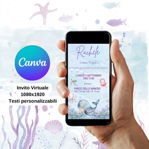 Invito Compleanno tema mare bambine - Under the sea Birthday Party - Invito Digitale Personalizzabile - Printable PDF e WhatsApp