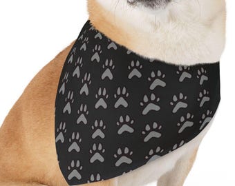 Bandana fofa para animais de estimação com estampa de patinhas, bandana para cachorro, acessório para pescoço com estampa de patinhas, lenço para pescoço de filhote, presente para amantes de animais, acessórios para cães