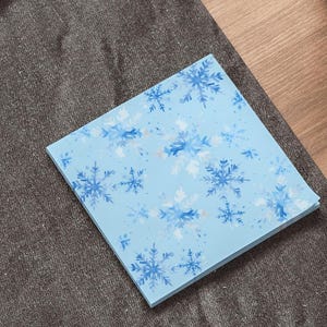 Snowflake Flurry Post-it Note Pads, Winter Note Pad, Snow Theme Sticky Notes, Office Supplies, Holiday Stationery