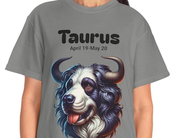 Maglietta con il segno zodiacale del Toro, maglietta astrologica per il compleanno del Toro, maglietta unisex tinta in capo, regalo per gli amanti dello zodiaco, celebrazione di aprile e maggio