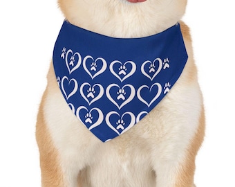 Bandana para animais de estimação, bandana fofa com coração e estampa de pata, bandana para cachorro, acessórios para animais de estimação, presente para amantes de animais, presente para amantes de cachorros