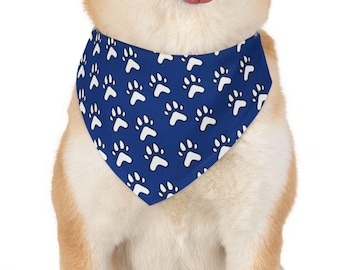 Bandana branca com estampa de pata, coleira bandana para cachorro, acessório para pescoço de filhote, acessórios para animais de estimação, presente para amante de animais, presente para amante de cães
