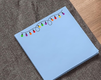 Bloc-notes guirlande lumineuse, Notes adhésives des Fêtes, Bloc-notes festif, Cadeau de papeterie de Noël, Fournitures de bureau d'hiver