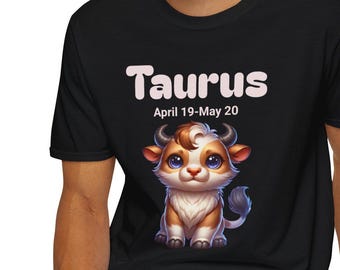Taurus Zodiac Cat Tee, Astrology Graphic Shirt, Horoscope Kitty Top, Birthday Gift for Cat Lovers, Cute Feline Constellation Apparel