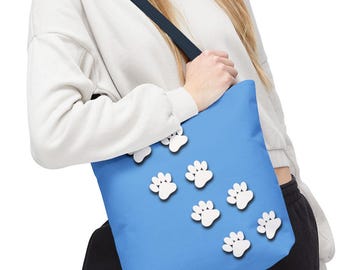 Paw Print Tote Bag - Adorable Animal Lover Reusable Shopping Bag, Pet Parent Gift, Eco-Friendly Carryall, Dog Cat Pawprint Shoulder Bag,
