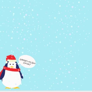Penguin with Hot Cocoa speech bubble Post-it
