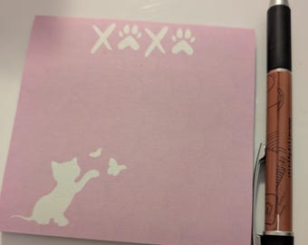 X Cat Paw Print Note Pad - Cute Animal Paper Sticky Memo, Kitten Stationery Office Supplies, Feline Lover Gift, Kitty Notepad, Pet Journal