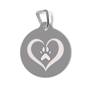 Cute Pet Heart Paw Print Design, Dog ID Tag, Cat Collar Charm, Personalized Pet Tag, Custom Pet ID, Pet Tag for Collar, Animal Lover Gift,