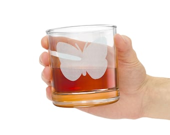 Vaso de whisky con grabado de mariposa / Vaso para whisky de 290 ml