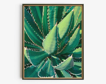 Arte murale stampabile con pianta di agave, download digitale botanico verde, fotografia di piante grasse del deserto, arredamento moderno del sud-ovest, stampa istantanea della natura