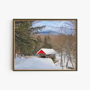 Franconia Notch Covered Bridge digitaler Download, weißer Berg druckbare Poster