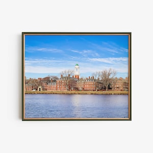 Cambridge Massachusetts Cityscape Printable Files, Harvard University and Charles River Instant Download Art