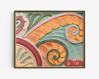 Art Deco Swirls Printable, Modern Wall Decor Digital Download, Architecture Detail Printable, Miami Colorful Deco Home Decor