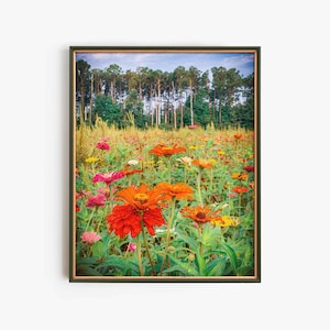 Zinnia Cottagecore Home Decor, Printable Art Poster for Garden Lovers