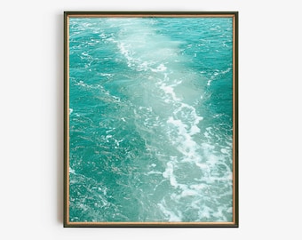 Turquoise Ocean Wall Art Digital Download, Teal Sea Water Photography Print, Coastal Abstract Beach Decor, Instant Download Printable Art