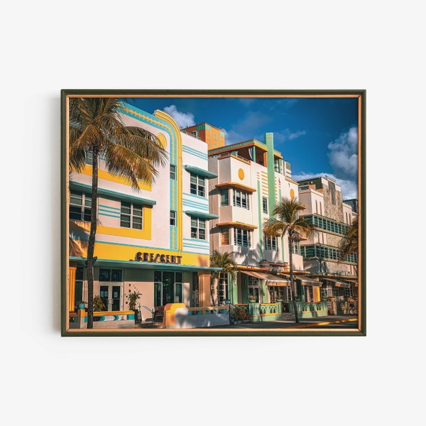 Ocean Drive Art Deco Digital Download, Architecture Prints Instant Download, Travel Poster Printable