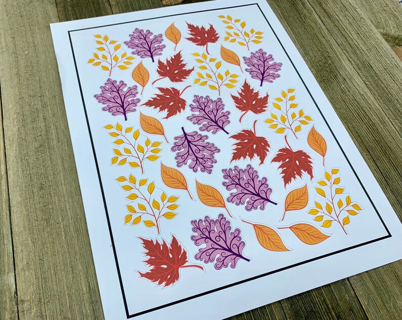 fall leaf planner stickers mae leaf print digital download etsy