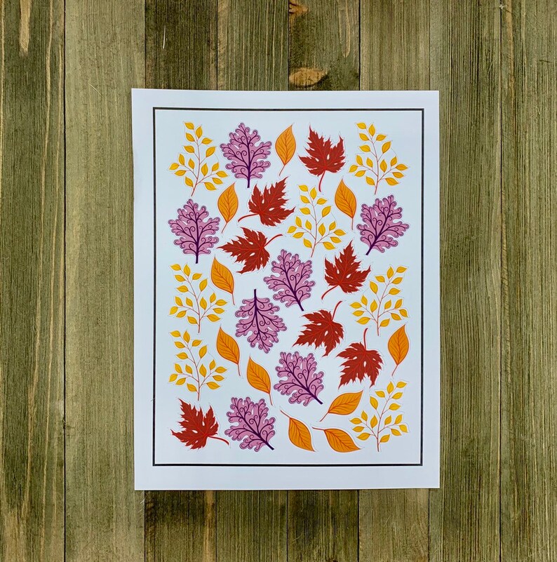 fall leaf planner stickers mae leaf print digital download etsy