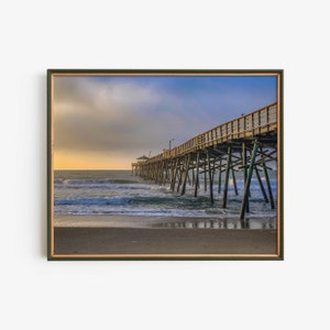 Arte de pared imprimible de Ocean Pier, descarga instantánea de Beach Ocean, póster de viaje de Outer Banks