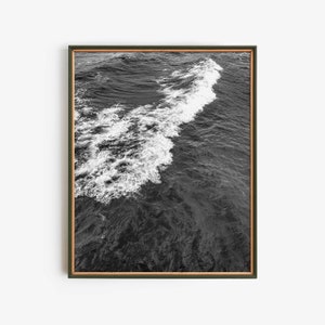 Black and White Ocean Wave Print, Minimalist Coastal Wall Art, Zen Sea Photography Download, Digital Beach Decor, Instant Printable Art