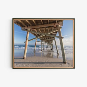 Decoración de pared de verano con muelle náutico, decoración del hogar con arte oceánico, estética de playa costera