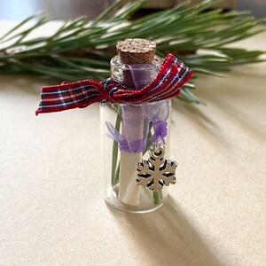 Message dans une bouteille, parfum au choix, alternative aux cartes de Noël, parchemin parfumé de Noël, message d'amour, message personnalisé