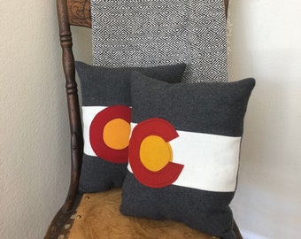 Colorado Flag Pillow sham wooL Gray