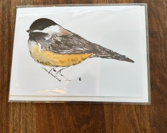 Chickadee watercolor printed greeting card