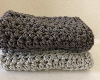 crochet cotton dishcloths washcloth neutral colors  pair set of two