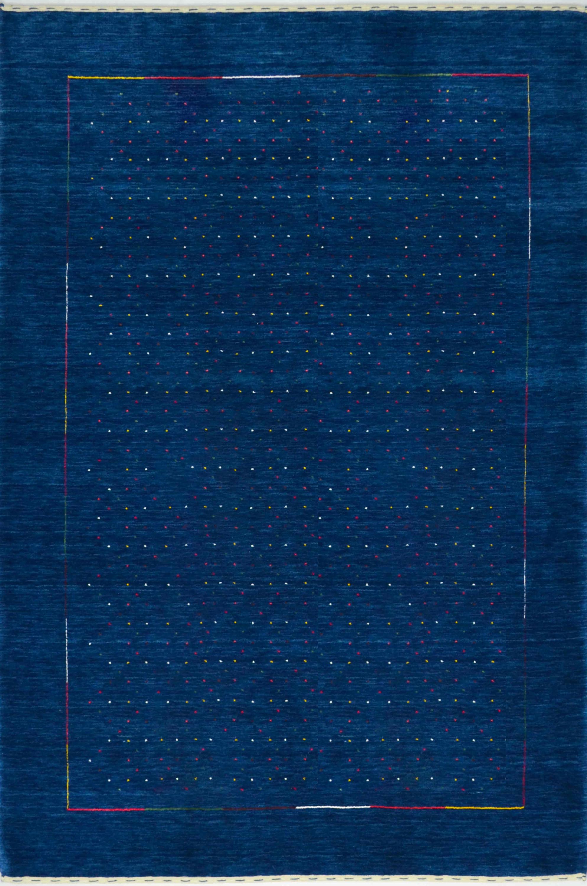 Handwoven Navy Blue Wool Rug: Minimalist Modern Home Decor
