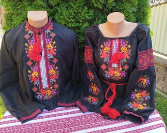 Camisas ucranianas Vyshyvanka bordadas: Estilo Familiar Rosa Roja