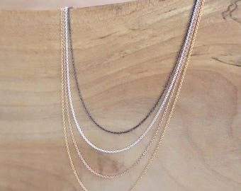Cable Chain Necklace, Sterling Silver Chain Necklace, Oxidised Silver Chain Necklace, Gold Filled Necklace, Rose Gold Filled Chain Necklace