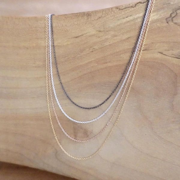 Cable Chain Necklace, Sterling Silver Chain Necklace, Oxidised Silver Chain Necklace, Gold Filled Necklace, Rose Gold Filled Chain Necklace