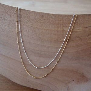 Yellow Gold Necklace, 14K Gold Filled Satellite Chain Necklace, Gold Chain Necklace, 14K Gold Filled Chain Necklace, Beaded Chain Necklace image 1