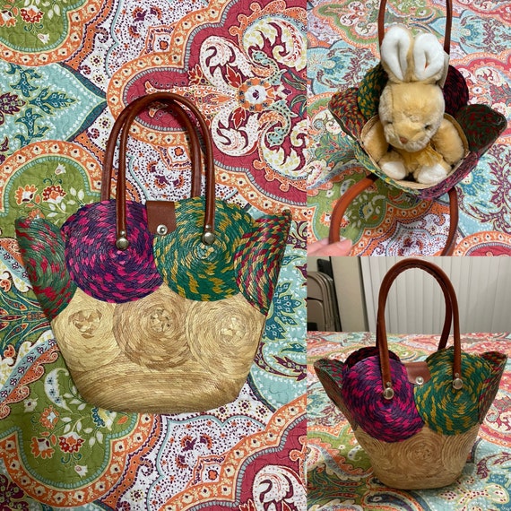 Super Cute Colorful Vintage Straw Purse - image 1