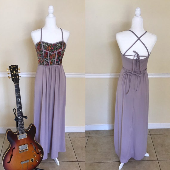 70’s Flower Power Lavender Floral Dress