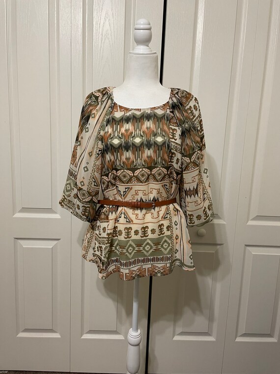 Calvin Klein blouse retro hippie pattern - image 6