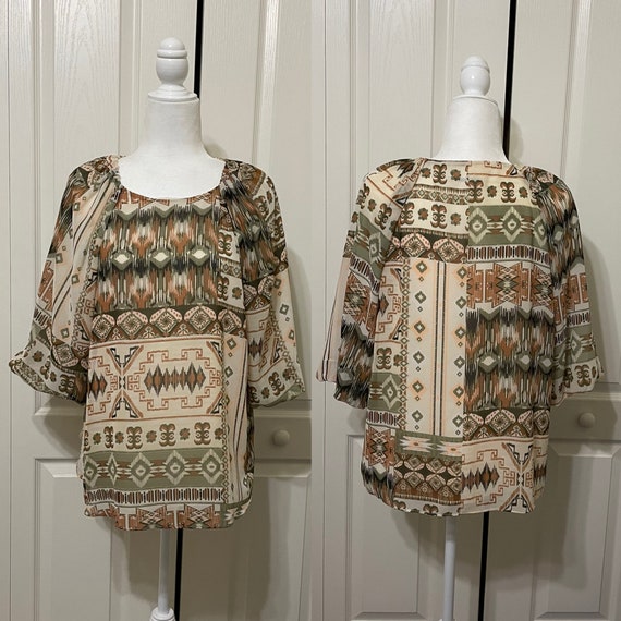 Calvin Klein blouse retro hippie pattern - image 3