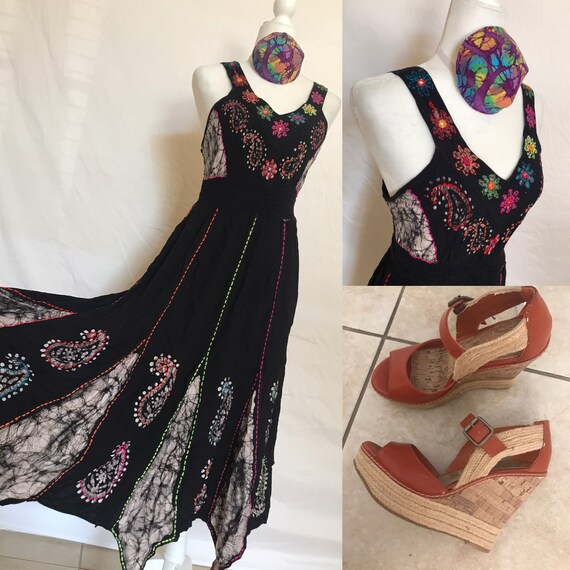 Hippie Chick Paisley and Tie Dye Dress with Psyche