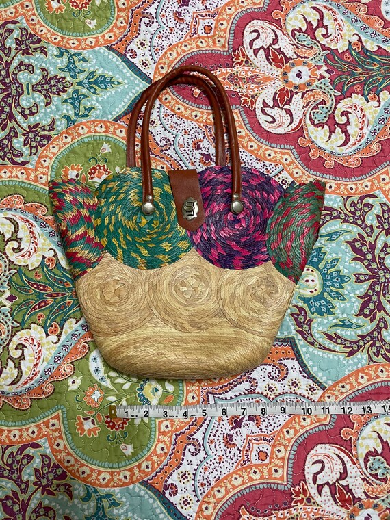 Super Cute Colorful Vintage Straw Purse - image 9