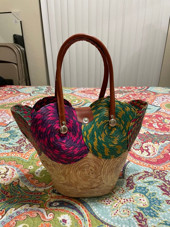 Super Cute Colorful Vintage Straw Purse - image 2