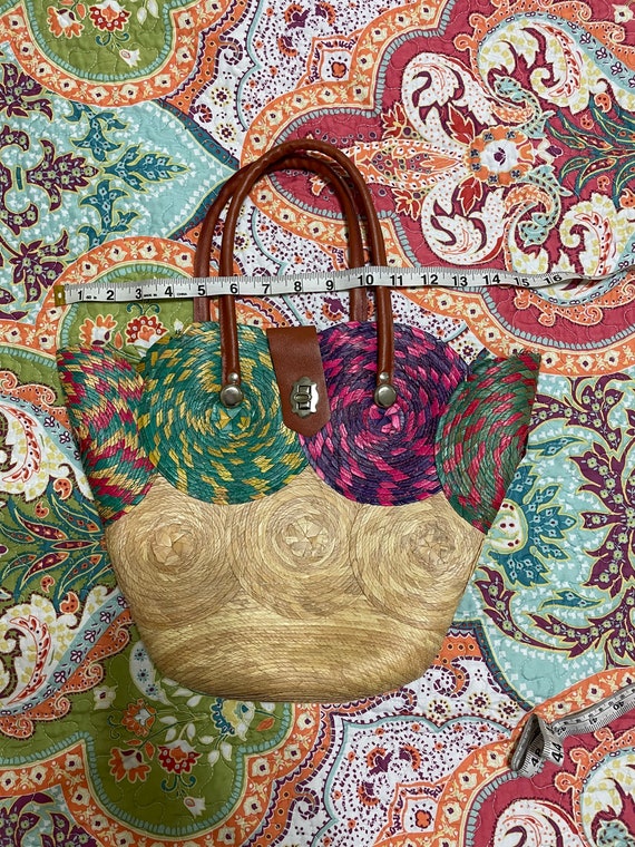 Super Cute Colorful Vintage Straw Purse - image 7