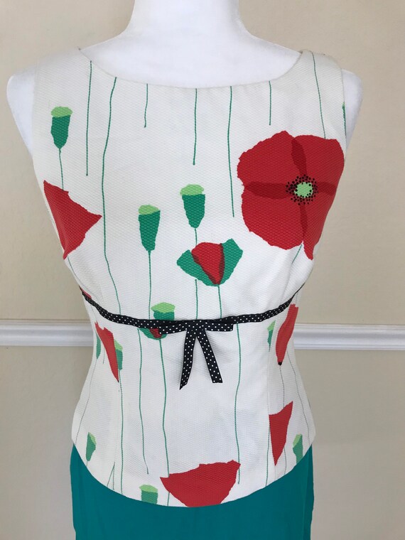 90s Retro Poppy Flower Top & Turquoise Skirt - image 3