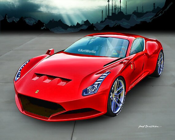 Auto Art , Sports Car Print , Ferrari 612 GTO Concept , Supercar , Classic Car Print , 8x10 Giclee Print with matt , 98