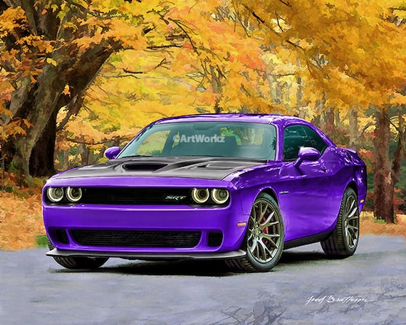 Hot Rod Art Dodge Challenger Hellcat Plum Crazy Muscle Etsy