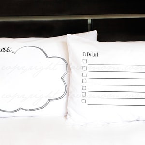 2-sided Doodle Art Thought and To-Do List Pillowcase (w/ marker)