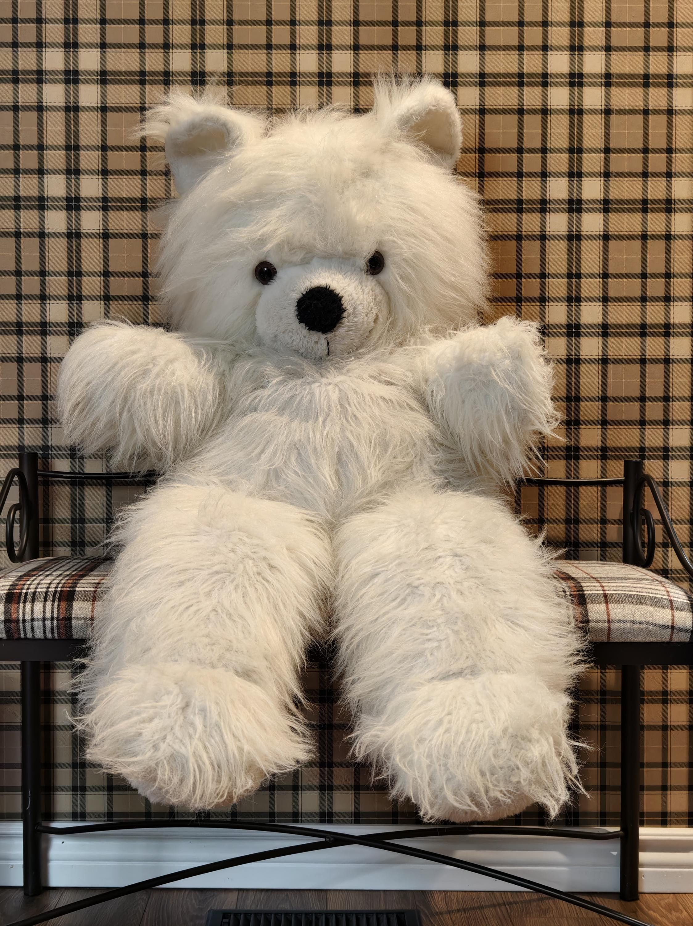 ぬいぐるみ Plush white bear Vintage Giant White Fluffy Teddy Bear: 46